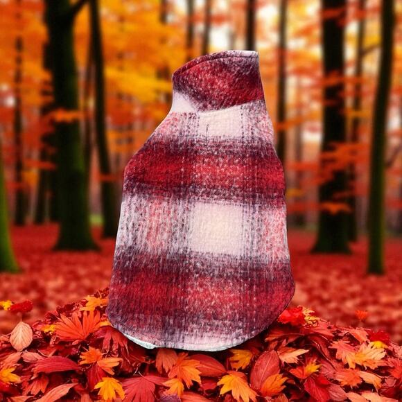 Friends Forever Dog Sz Medium Hood Jacket Coat Sweater Plaid Pup Fleece Red - Picture 11 of 11